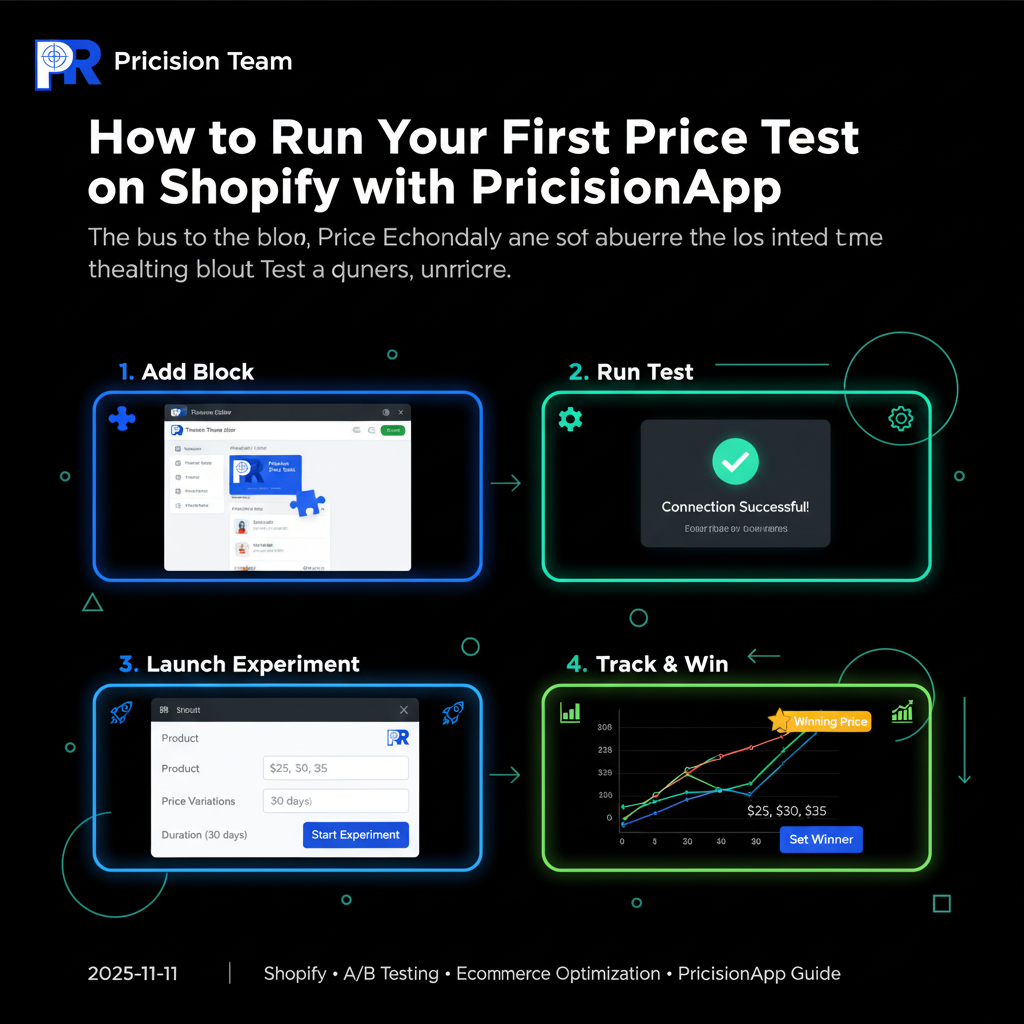 Shopify price testing workflow inside PricisionApp